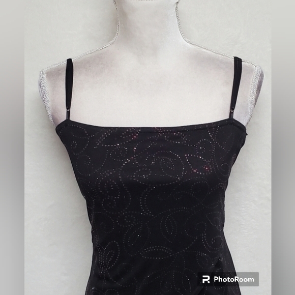 Vintage '90s Next Up Sheer Black Overlay Hi Low Dress Size Medium - Picture 8 of 13